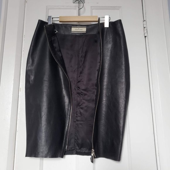 Malene Birger | Black Leather Zip Pencil Skirt - Picture 4 of 6